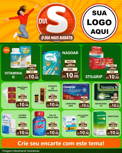 Modelo de Rede Social para Feed Instagram com o tema Dia S - O Dia Mais Barato para Farmácia