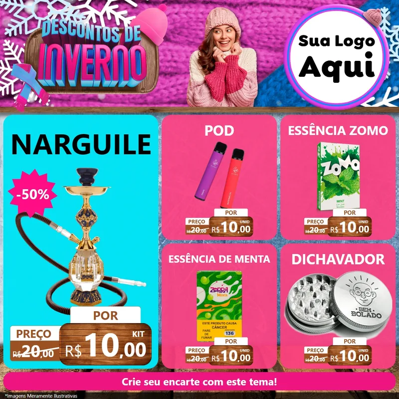 Modelo de Rede Social para Feed Facebook com o tema Descontos de Inverno para Tabacaria