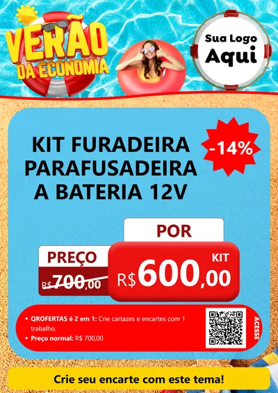 Modelo de Cartaz para Cartaz A4 Vertical com o tema Verão da Economia para Maquinas e Ferramentas