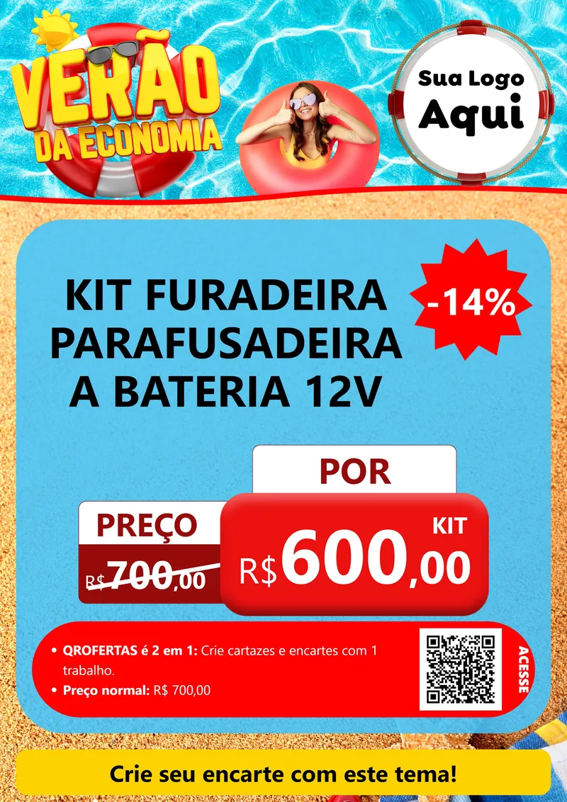 Modelo de Cartaz para Cartaz A4 Vertical com o tema Verão da Economia para Maquinas e Ferramentas