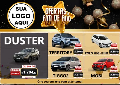 Modelo de Encarte para Encarte A4 Horizontal com o tema Ofertas de Fim de Ano para Concessionaria de Carros