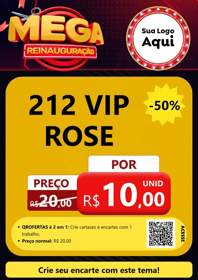 Modelo de Cartaz para Cartaz A4 Vertical com o tema Mega Reinauguração para Perfumes