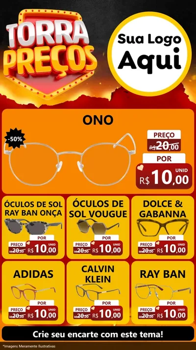 Modelo de Rede Social para Stories com o tema Torra Preços para Óticas