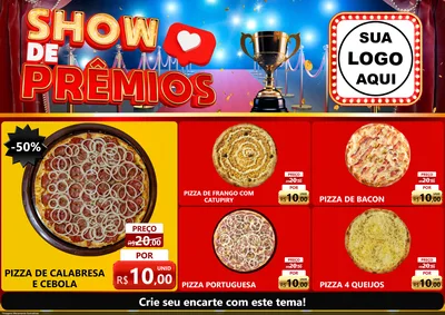 Modelo de Encarte para Encarte A4 Horizontal com o tema Show de Prêmios para Pizzaria