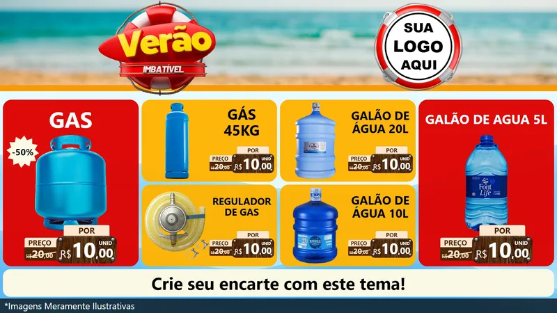 Modelo de TV para TV Horizontal com o tema Verão Imbatível para Água e gás