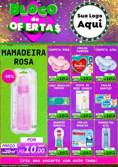 Modelo de Encarte para Encarte A4 Vertical com o tema Bloco de Ofertas para Bebês