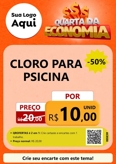 Modelo de Cartaz para Cartaz A4 Vertical com o tema Quarta da Economia para Produtos para Piscina