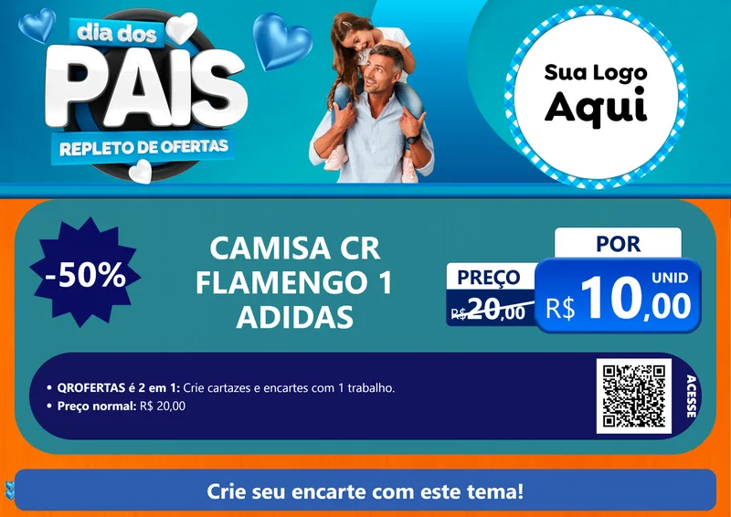 Modelo de Cartaz para Cartaz A4 Horizontal com o tema Dia Dos Pais Repleto de Ofertas para Roupas e acessórios