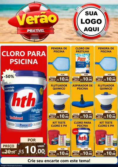 Modelo de Encarte para Encarte A4 Vertical com o tema Verão Imbatível para Produtos para Piscina