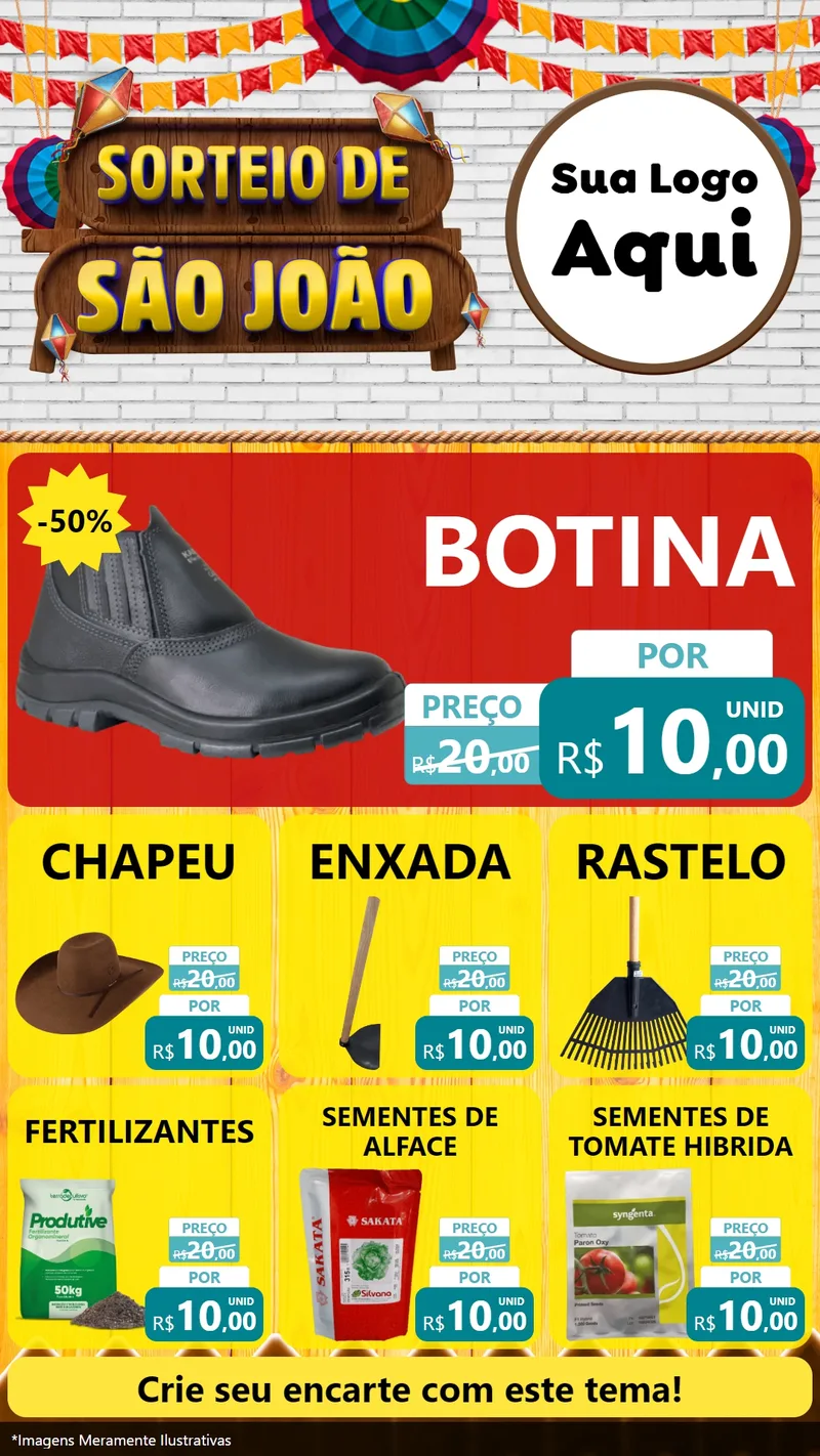 Modelo de Rede Social para Stories com o tema Sorteio de São João para Agropecuária