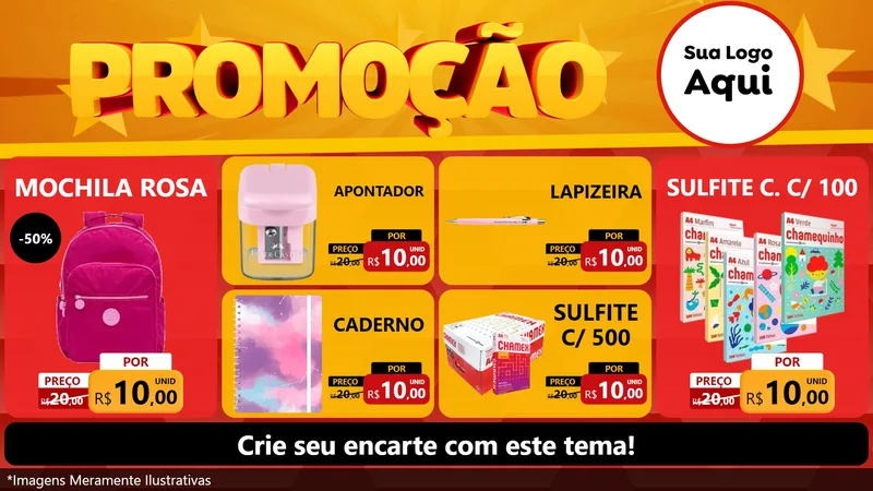 Modelo de TV para TV Horizontal com o tema Promoção para Papelaria