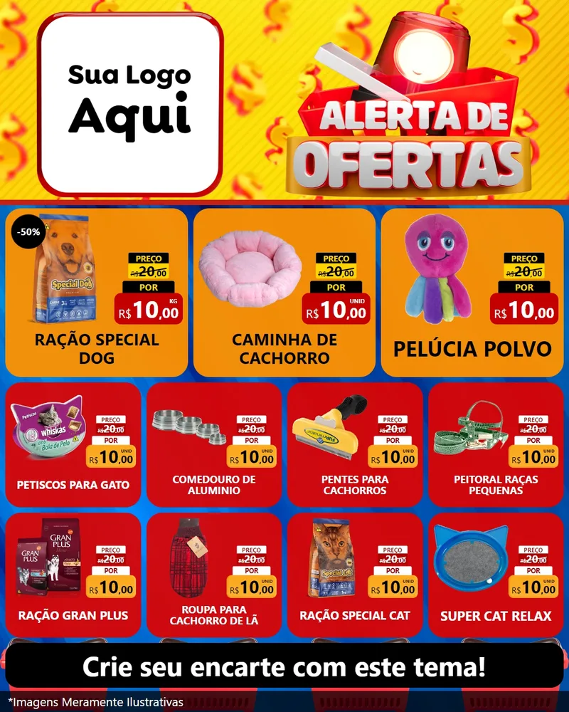 Modelo de Rede Social para Feed Instagram com o tema Alerta de Ofertas para Pet Shop