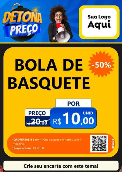 Modelo de Cartaz para Cartaz A4 Vertical com o tema Detona Preços para Artigos Esportivos