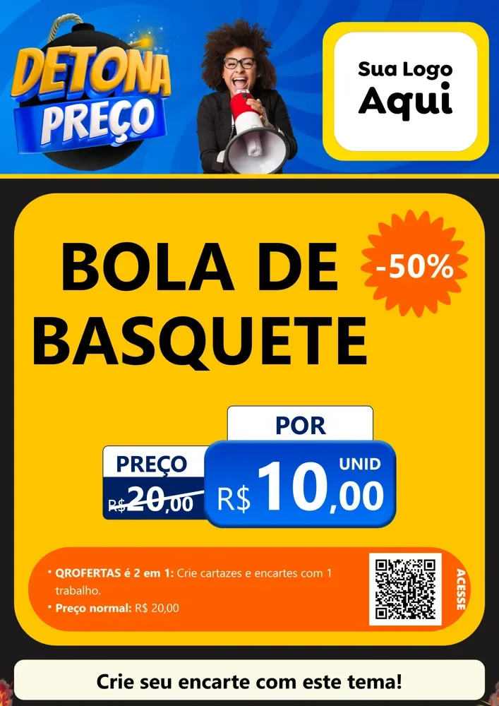 Modelo de Cartaz para Cartaz A4 Vertical com o tema Detona Preços para Artigos Esportivos