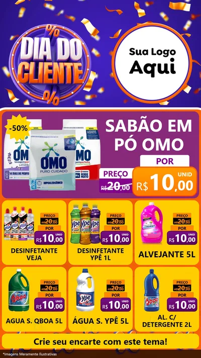 Modelo de Rede Social para Stories com o tema Dia do Cliente para Produtos de Limpeza