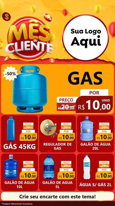 Modelo de Rede Social para Stories com o tema Mês do Cliente para Água e gás