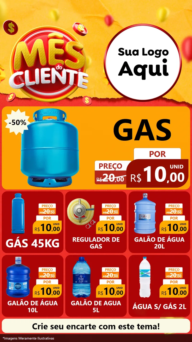 Modelo de Rede Social para Stories com o tema Mês do Cliente para Água e gás