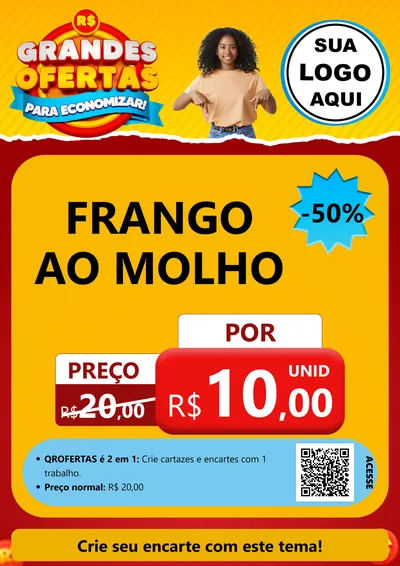Modelo de Cartaz para Cartaz A4 Vertical com o tema Grandes Ofertas Para Economizar! para Restaurante