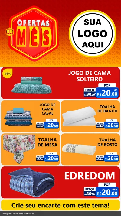 Modelo de TV para TV Vertical com o tema Ofertas do Mês para Cama, Mesa e Banho