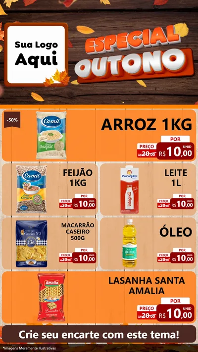 Modelo de TV para TV Vertical com o tema Especial Outono para Supermercado