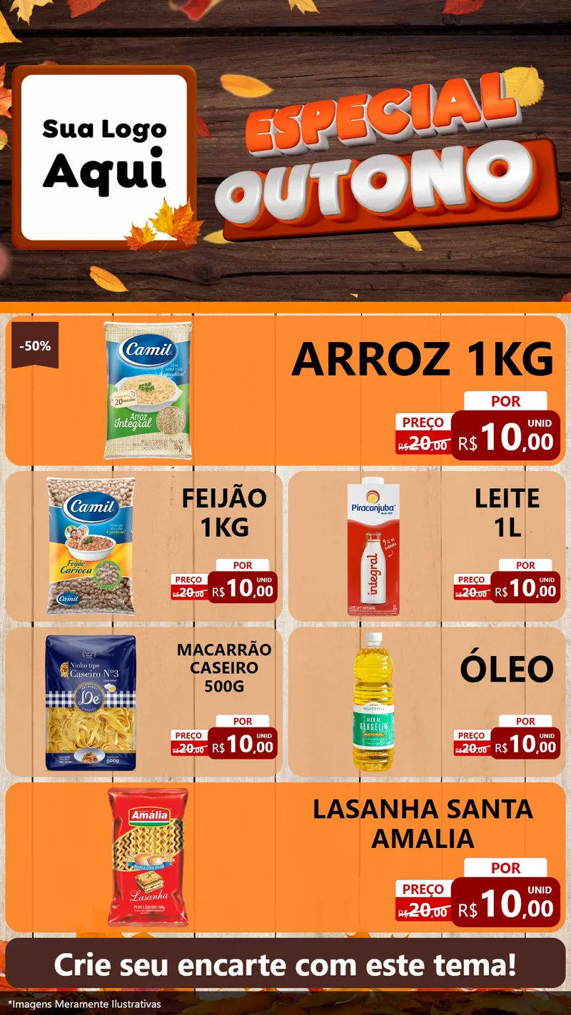 Modelo de TV para TV Vertical com o tema Especial Outono para Supermercado