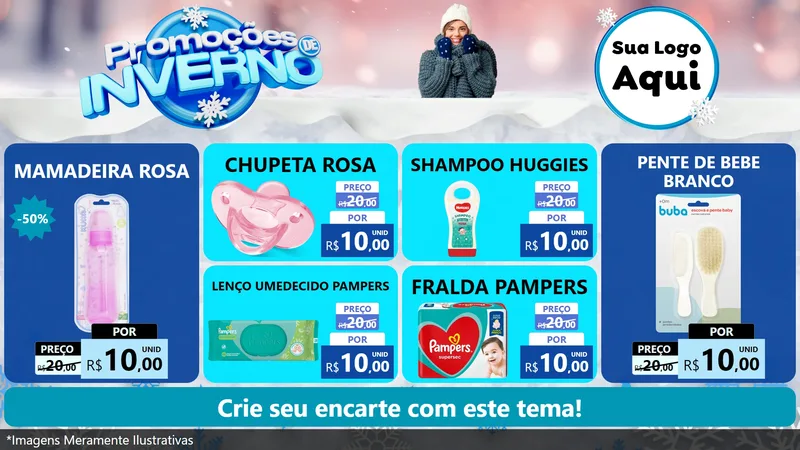 Modelo de TV para TV Horizontal com o tema Promoções de Inverno para Bebês
