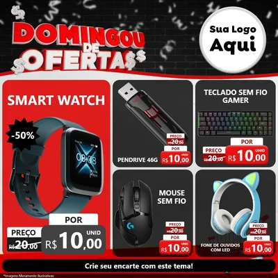 Modelo de Rede Social para Feed Facebook com o tema Domingou de Ofertas para Informática