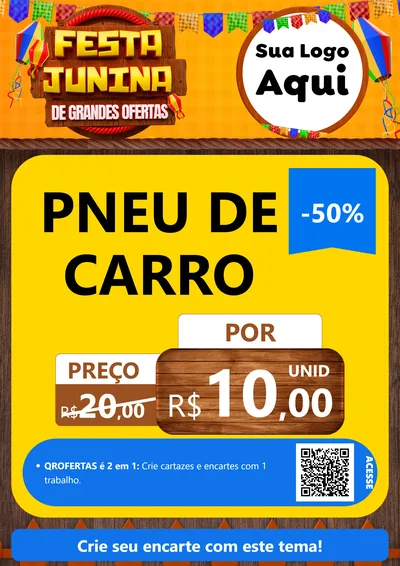 Modelo de Cartaz para Cartaz A4 Vertical com o tema Festa Junina de Grandes Ofertas para Auto peças