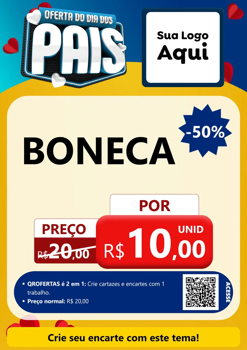 Modelo de Cartaz para Cartaz A4 Vertical com o tema Oferta Do Dia Dos Pais para Brinquedos