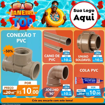 Modelo de Rede Social para Feed Facebook com o tema Janeiro Top para Tubos e conexões