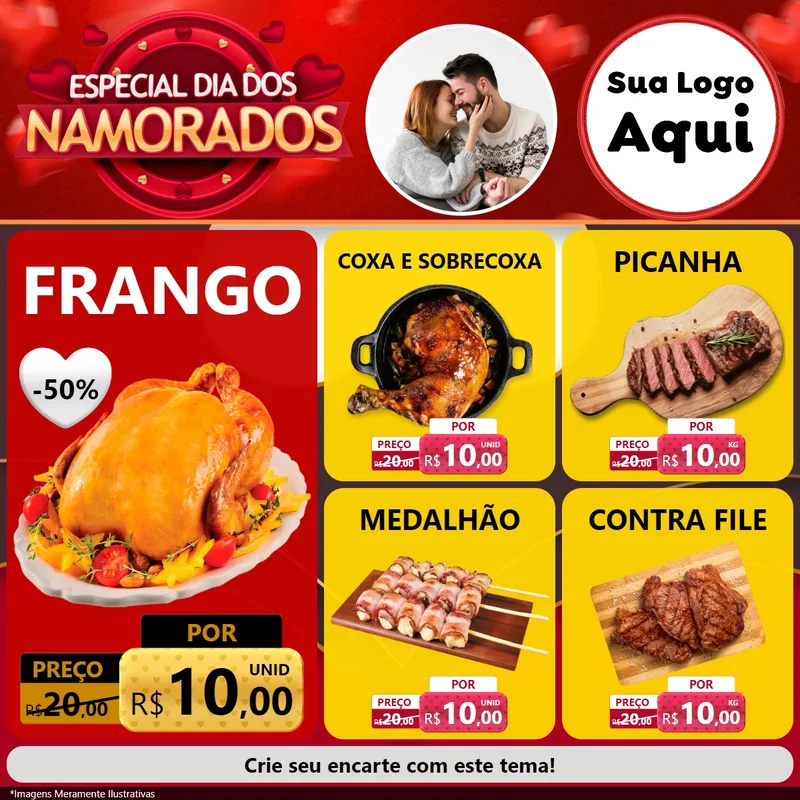 Modelo de Rede Social para Feed Facebook com o tema Especial Dia Dos Namorados para Assados