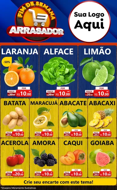 Modelo de Encarte para Encarte Grande com o tema Fim De Semana Arrasador para Hortifrúti