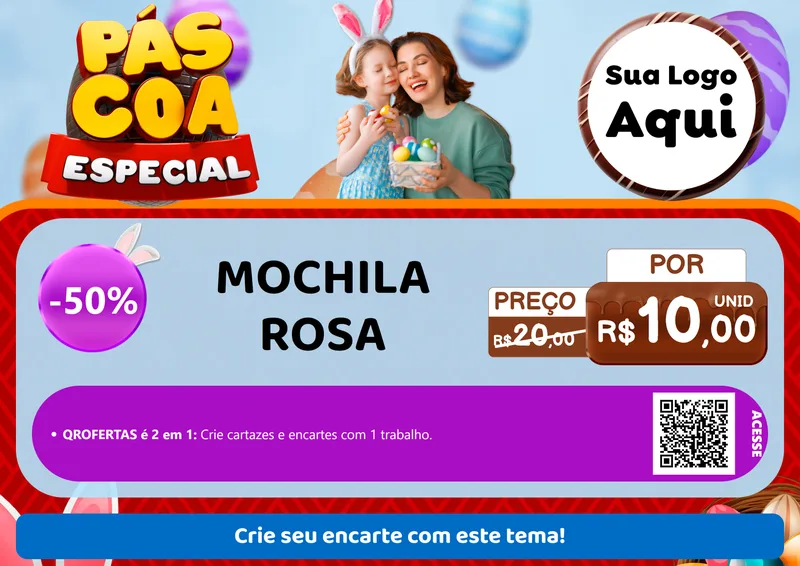 Modelo de Cartaz para Cartaz A4 Horizontal com o tema Páscoa Especial para Papelaria