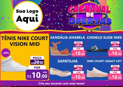 Modelo de Encarte para Encarte A4 Horizontal com o tema Carnaval de Ofertas para Calçados