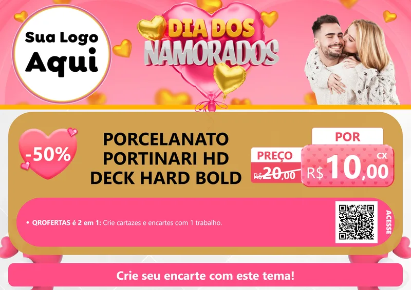 Modelo de Cartaz para Cartaz A4 Horizontal com o tema Dia dos Namorados para Pisos e revestimentos
