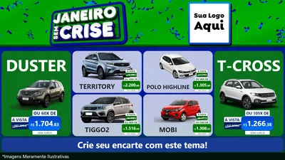 Modelo de TV para TV Horizontal com o tema Janeiro Sem Crise para Concessionaria de Carros