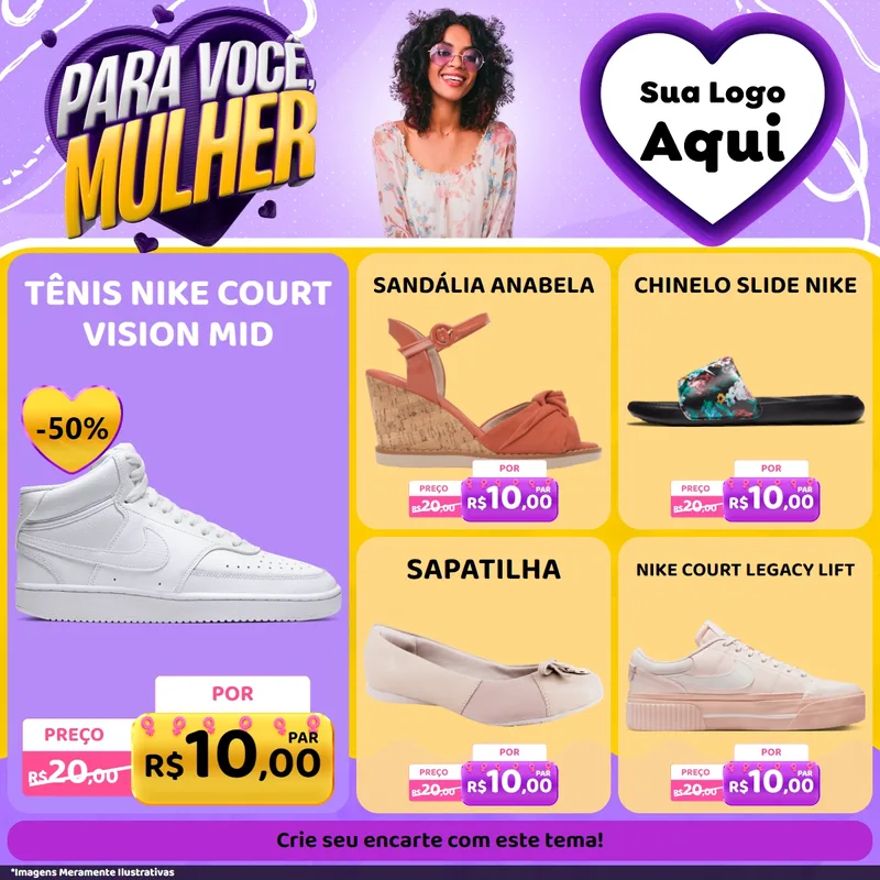 Modelo de Rede Social para Feed Facebook com o tema Para Você, Mulher para Calçados