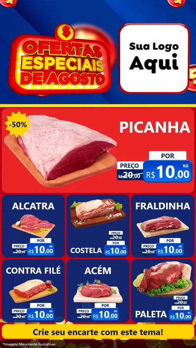 Modelo de Rede Social para Stories com o tema Ofertas Especiais de Agosto para Açougue