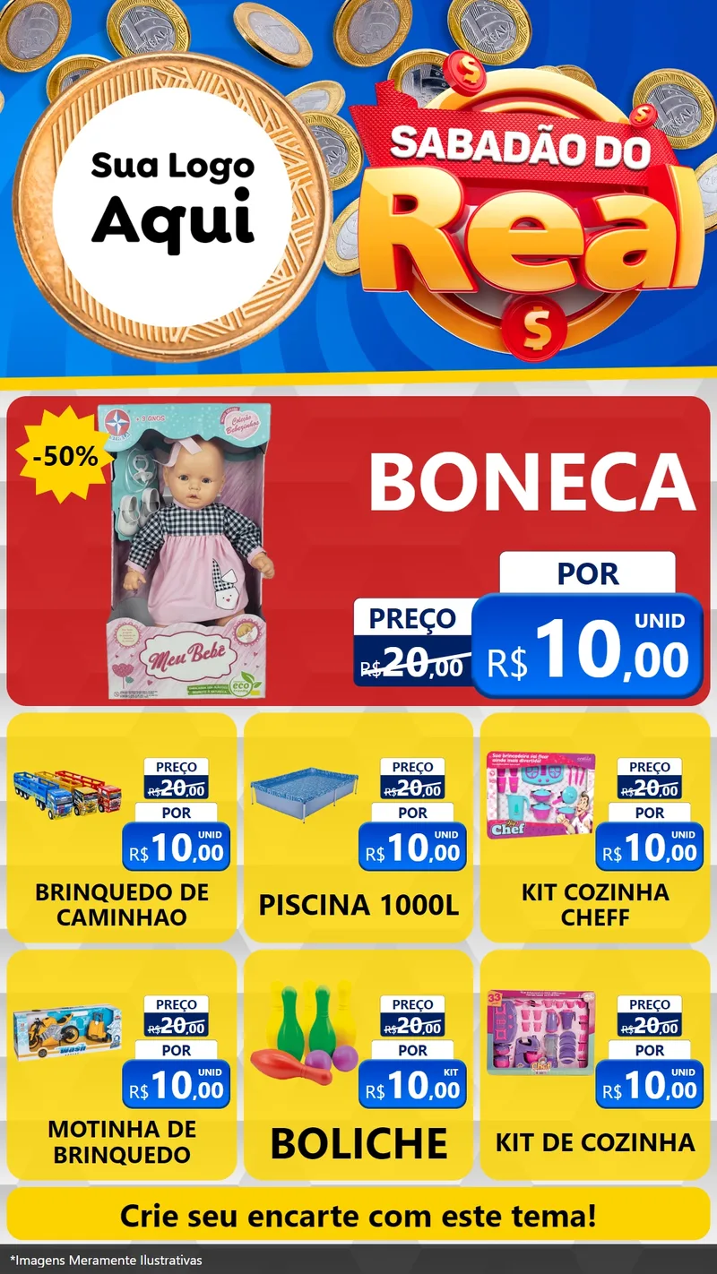 Modelo de Rede Social para Stories com o tema Sabadão do Real para Brinquedos