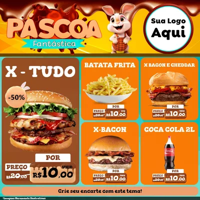 Modelo de Rede Social para Feed Facebook com o tema Páscoa Fantástica para Hamburgueria