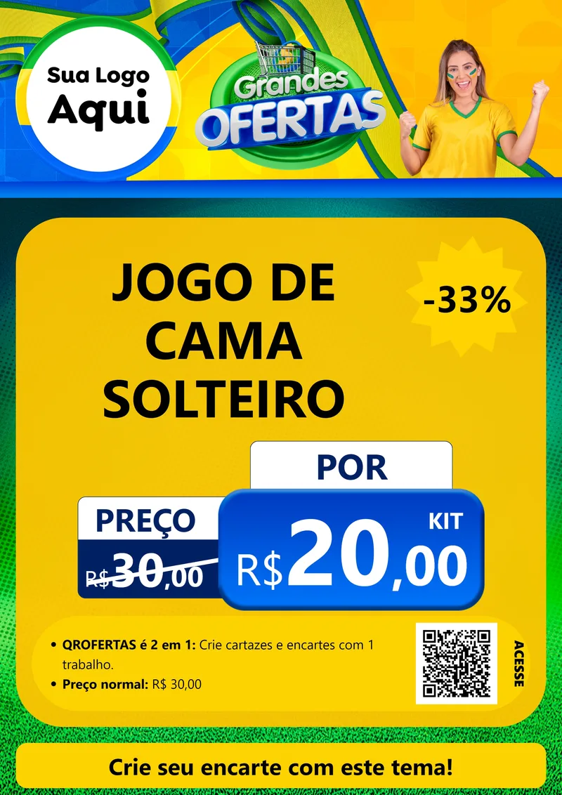 Modelo de Cartaz para Cartaz A4 Vertical com o tema Grandes Ofertas para Cama, Mesa e Banho