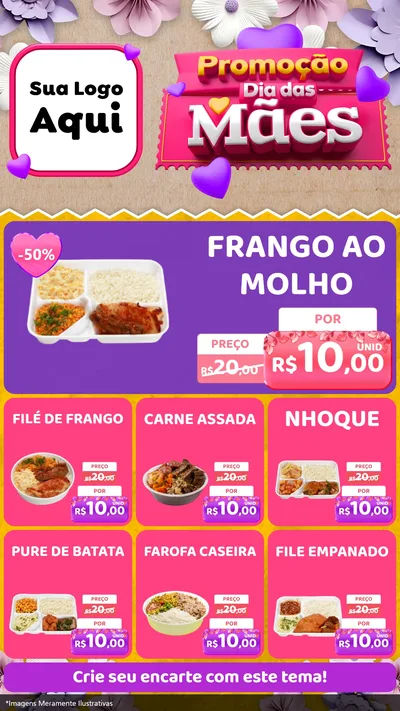 Modelo de Rede Social para Stories com o tema Promoção Dia das Mães para Restaurante