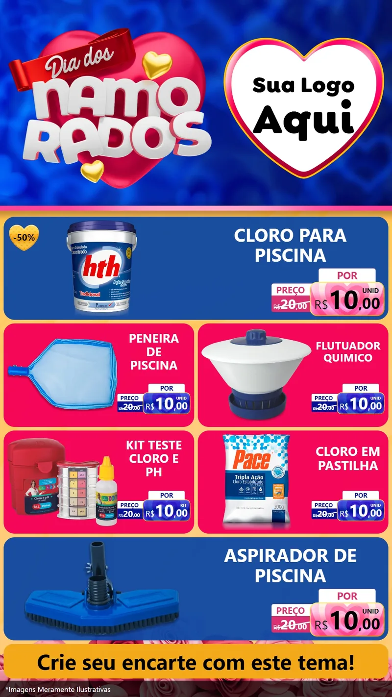 Modelo de TV para TV Vertical com o tema Dia dos namorados para Produtos para Piscina