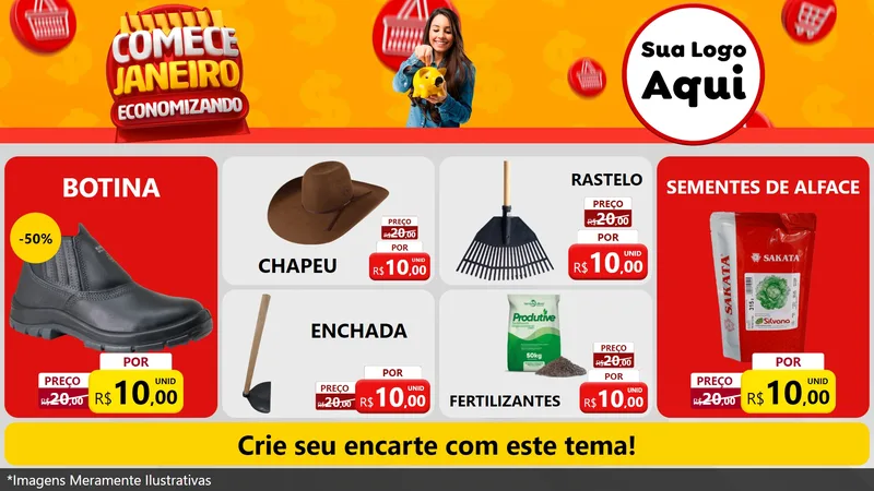 Modelo de TV para TV Horizontal com o tema Comece Janeiro Economizando para Agropecuária