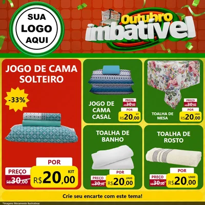 Modelo de Rede Social para Feed Facebook com o tema Outubro Imbatível para Cama, Mesa e Banho