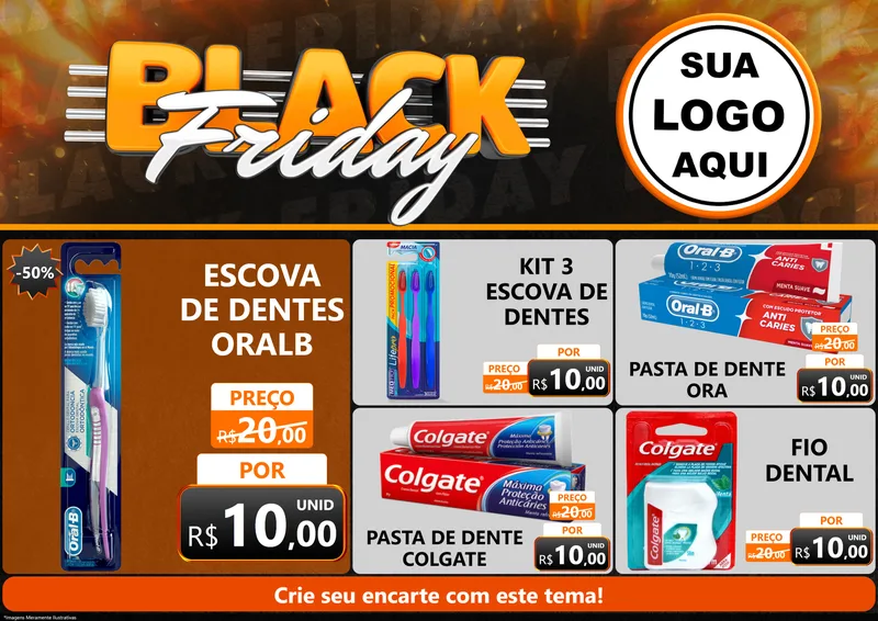 Modelo de Encarte para Encarte A4 Horizontal com o tema Black Friday para Higiene Pessoal
