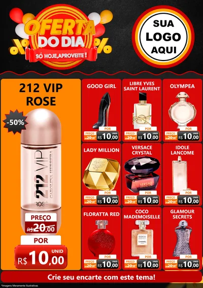 Modelo de Encarte para Encarte A4 Vertical com o tema Oferta do Dia - Só hoje, Aproveite! para Perfumes