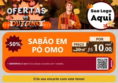Modelo de Cartaz para Cartaz A4 Horizontal com o tema Ofertas de Outono para Produtos de Limpeza