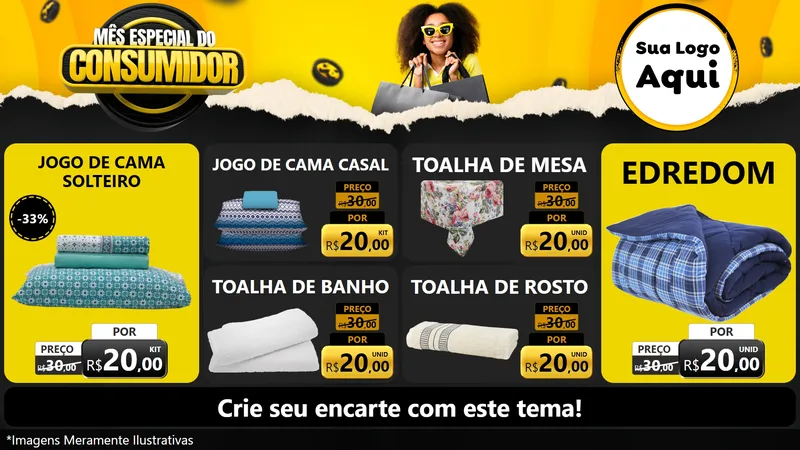 Modelo de TV para TV Horizontal com o tema Mês Especial do Consumidor para Cama, Mesa e Banho