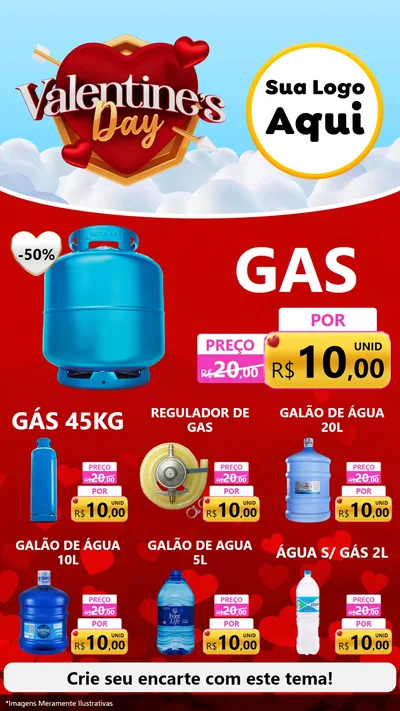Modelo de Rede Social para Stories com o tema Valentine's Day para Água e gás